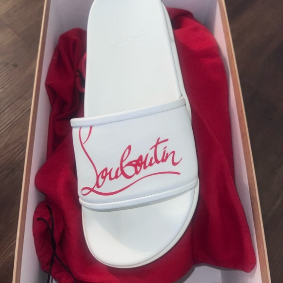 Christian Louboutin “Take It Easy” White and Red Sandals